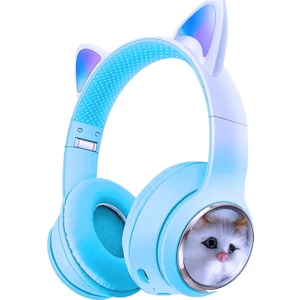 Kedi Kulaklık Bluetooh Kablosuz Kız ve Erkek Çocuklar Için Hediye Önerisi Renkli Kedi Kulaklıklar
