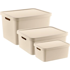 3'lü Set Stafi Kapaklı Kutu Latte (4,5-12-18 Lt)