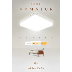 18W Modern Tavana Sıfır Kare Plafonyer LED Avize Panel Light 6500K Cold White Banyo Balkon Wc Koridor