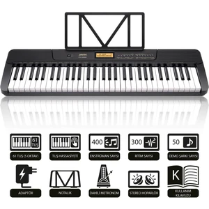 JTK-3600 61 Tuş Hassasiyetli 5 Oktav Org - Siyah
