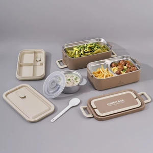 Bento Dikdörtgen Lunch Box Yemek Termosu Vizon 2000 ml
