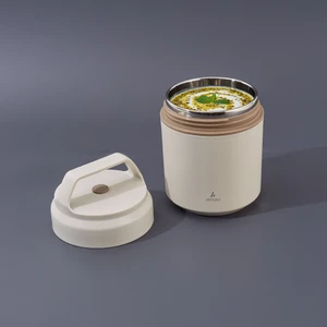 Bento Yuvarlak Lunch Box Yemek Termosu Bej 420 ml