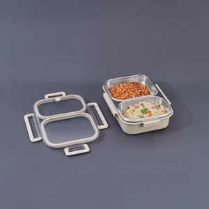 Bento Dikdörtgen 2 Bölmeli Lunch Box Yemek Termosu Vizon 1000 ml