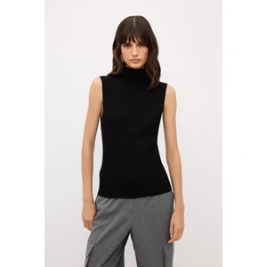 Balıkçı Yaka Kolsuz Triko Kazak Pudra 13942855001