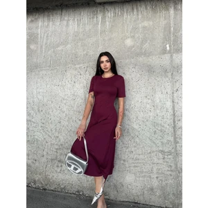 Kadın Kısa Kol Çan Etek Midi Boy Modal Kumaş Elbise