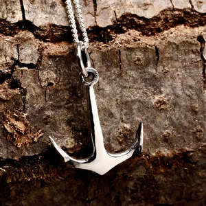 Ebrar Silver Gümüş Çapa Kolye 925 Ayar Gümüş Parlak Çapa Figürlü Erkek Kolye