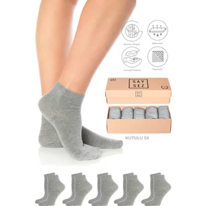 Bambu Kadın Yarım Konç Düz Çorap Dikişsiz Premium Kutulu 5'li