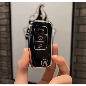 Lüx Ford Focus,fiesta,mondeo,cmax,courier Nano Yüksek Kalite Anahtar Kılıfı 3 Buton Siyah Gümüş Renk