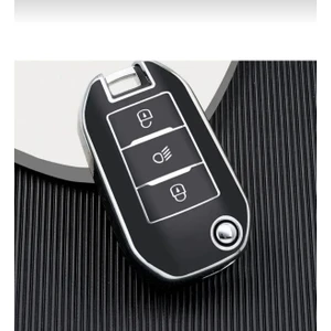 Gma Keys Peugeot 3008 208 308 Rifter Citroen C4 Opel Combo Sustalı Farlı Nano Anahtar Kılıfı Siyah Gümüş Renk