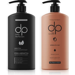 Dp Daily Perfection Mentol Ferahlatıcı 800 ml Tuzsuz Şampuan + Dp Saç Bakım Kremi 500 ml Çörek Otu Yağı