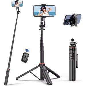 Uzaktan Kumandalı 131 cm Taşınabilir Tripod, Kamera ve Telefon Uyumlu Katlanabilir Selfie Çubuğu