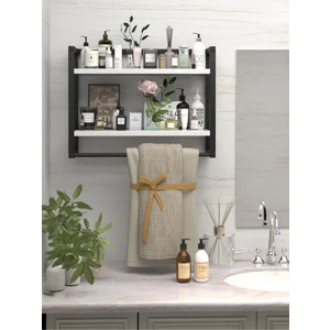 2 Raflı Metal Düzenleyici Havluluk Baharatlık Duvara Monte Banyo Rafı Metal Organizer Çok Amaçlı Raf