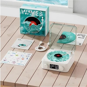 Waves Nostalji Plak Görünümlü Bluetooth Hoparlör 3D Ses Dalgası Retro Müzik Plak