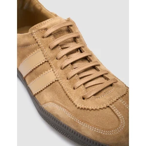 %100 Hakiki Deri Taba Süet Bağcıklı Kadın Sneaker