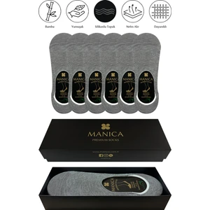 Erkek Bambu Babet Çorap 6 Çift - Gri Melanj