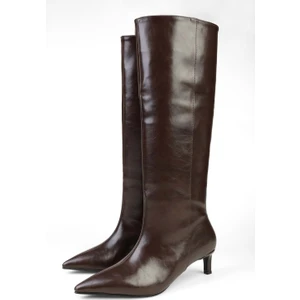 Kadın Blaze Kahve Cilt Kısa Sivri Topuklu Çizme