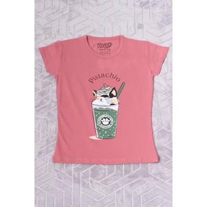 Kız Çocuk Tshirt Pistachio Baskılı Bisiklet Yaka E2