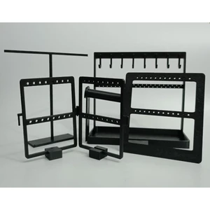 4'lü Takı Organizer Standı Siyah Plastik