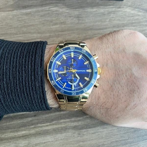 Lüks Spor Erkek Kol Saati - Gold Renk, Mavi Kadran, KS1063