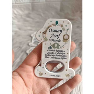 10 Adet Safarili 1 Rakam Açacak Magnet Yenidoğan Doğum Günü Mevlüt Hediyelikleri
