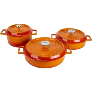 24 Cm Derin 24 Cm Sığ 28 Cm Sığ Turuncu Tencere Seti