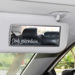 MUG Shop Çok Güzelsin Güneşlik Ayna Yazısı Araba-Motosiklet Cam Etiket Sticker 7,2x1,5cm. Beyaz. 2 adet