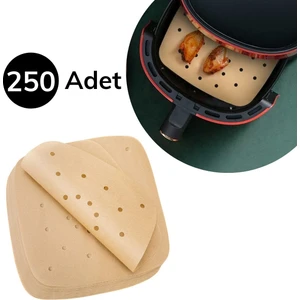 By Nevser 250 Adet Air Fryer Pişirme Kağıdı Delikli Kare Model