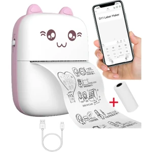 Taşınabilir Mini Cep Yazıcı Printer Bt Termal Yazıcı Pembe