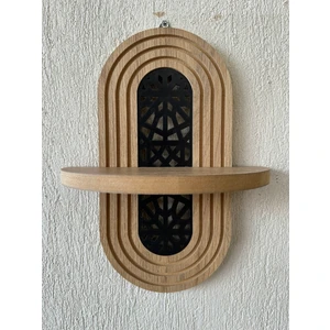 Step And Maker Ahşap Ortası Desenli Duvar Rafı (Mdf)