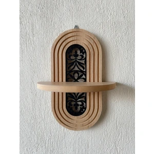 Step And Maker Ahşap Ortası Desenli Duvar Rafı (Mdf)