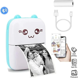 Taşınabilir Mini Cep Yazıcı Printer Bt Termal Yazıcı Mavi