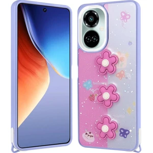 Tecno Camon 19 Pro Kılıf Parlayan Simli Kabartma Figürlü Zr-Cevze