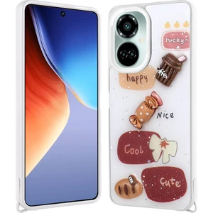 Tecno Camon 19 Pro Kılıf Parlayan Simli Kabartma Figürlü Zr-Cevze