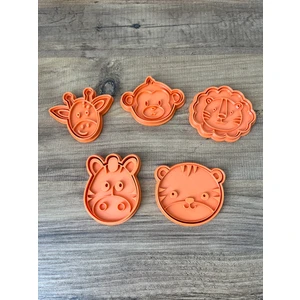 Safari / Orman Hayvanları Şeklinde Kurabiye Kalıbı ve Damga Seti - 5'li