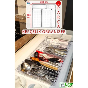 5'li Set Modüler Kepçelik Kaşıklık Mutfak Çekmece Içi Düzenleyici Makyaj Buzdolabı Organizer