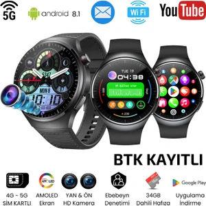 Watch N61 SiM Kartlı 5G 2 Kameralı 64GB Akıllı Saat GPS,WiFi,Play Store Çocuk Apple iPhone Huawei Uyumlu 8,9,10