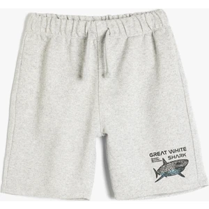 Beli Bağlamalı Köpek Balığı Baskılı Şort