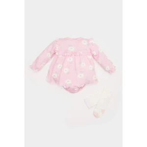 Kız Bebek Yenidoğan 2'li Takım Çiçekli Uzun Kollu Tulum Elbise Çorap E2389A525SP