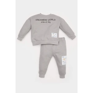 Erkek Bebek 2'li Takım Selanik Kumaş Etiket Baskılı Sweatshirt Eşofman Altı D4647A525SP