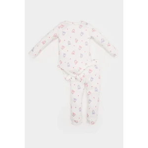 Kız Bebek 2'li Takım Çiçekli Fitilli Kaşkorse Uzun Kollu Çıtçıtlı Body Uzun Alt E2386A525SP
