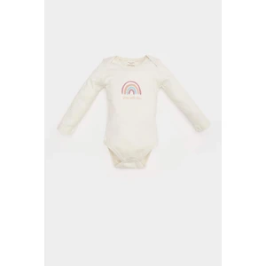 Kız Bebek Yenidoğan Bisiklet Yaka Gökkuşağı Baskılı Uzun Kollu Çıtçıtlı Body E6319A525SP