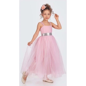 Mnk Baby Sırt Gipeli Tüllü Kız Çocuk Saten Abiye