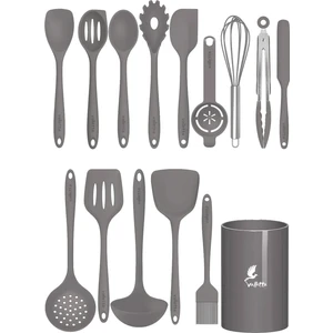 Trigona Isıya Dayanıklı Yanmaz Yapışmaz Silikon Spatula Seti 15 Parça Gri