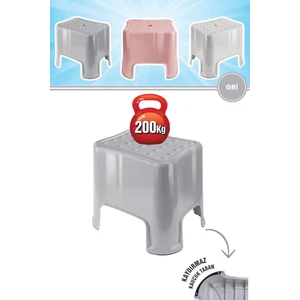 Herkül Banyo Taburesi, Kaydırmaz Kauçuk Tabanlı 200 kg Taşıma Kapasiteli Lüks Tabure, Gri