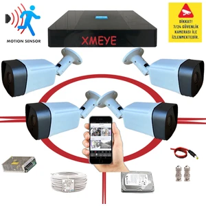 4'lü Hareket Algılayan 5 MP Sony Lens 1080P 36 IR LED Metal Kasa Güvenlik Kamerası Seti_ BS 236
