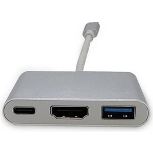 USB Tip C Çoklu Girişe Sahip Adaptör, 4K@30Hz, 1 x HDMI port, 1 x Şarj özellikli USB Tip C (PD 100W) port, 1 x USB 3.0 port