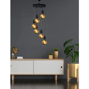 Lbx Lighting Box Yıldız Home Alista 6.lı Sarkıt Rustik Siyah Avize