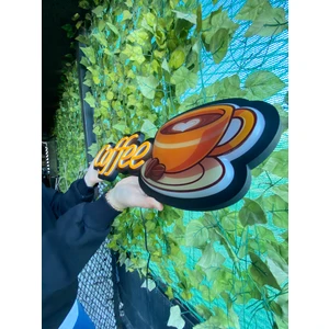 "coffee" Işıklı ve Uv Baskılı Neonled ve Leon Dekoratif Duvar Yazısı Tabelası (42X22CM)