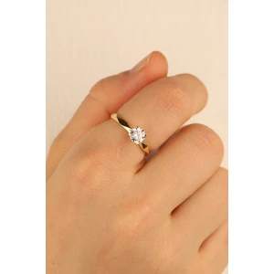 ÇGK KUYUMCULUK  Sevgililer Günü Tektaş Altın Yüzük( Işıklı Kutu Hediyeli ) CGKYZK0329