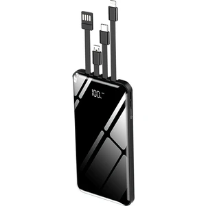 10.000 mAh Prime Dijital Göstergeli Dahili Çoklu Kablolu Powerbank Siyah